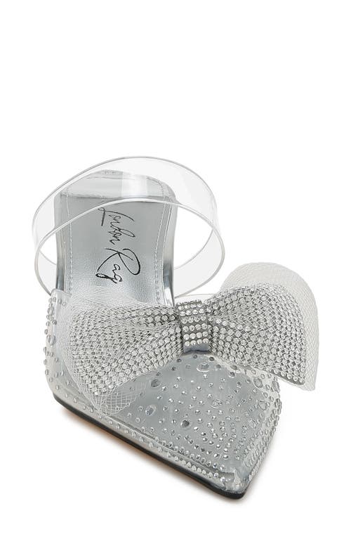 London Rag Freja Rhinestone Kitten Heel Mule In Silver