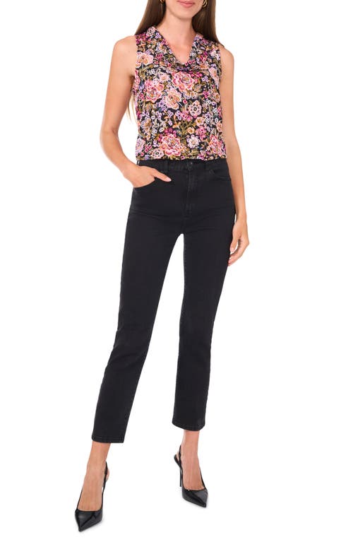 Shop Vince Camuto Floral Cowl Neck Sleeveless Top In Rich Black Multi