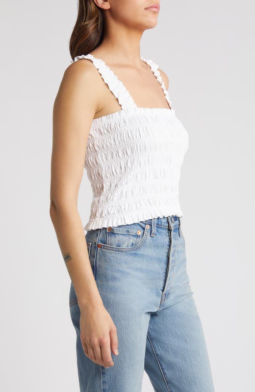 Treasure & Bond Smocked Organic Cotton Tank In White