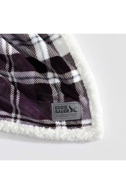 Eddie Bauer Trailhead Plaid Ultra Soft Plush Fleece Reversible Throw Blanket In Dark Purple