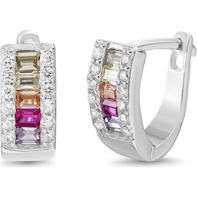 Lesa Michele Rainbow Cubic Zirconia Half Huggie Earrings
