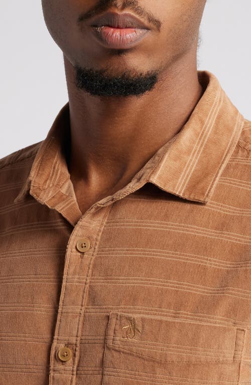 Shop Original Penguin Slim Fit Corduroy Button-up Dobby Shirt In Tigers Eye