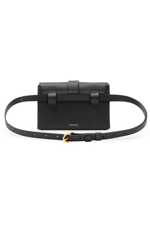 Senreve Aria Belt Bag Pebbled Leather 5-way Convertible Handbag In Noir