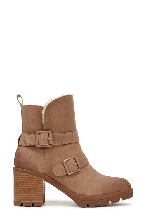 Naturalizer Verney Water Repellent Faux Fur Lined Platform Moto Bootie In Camel Brown