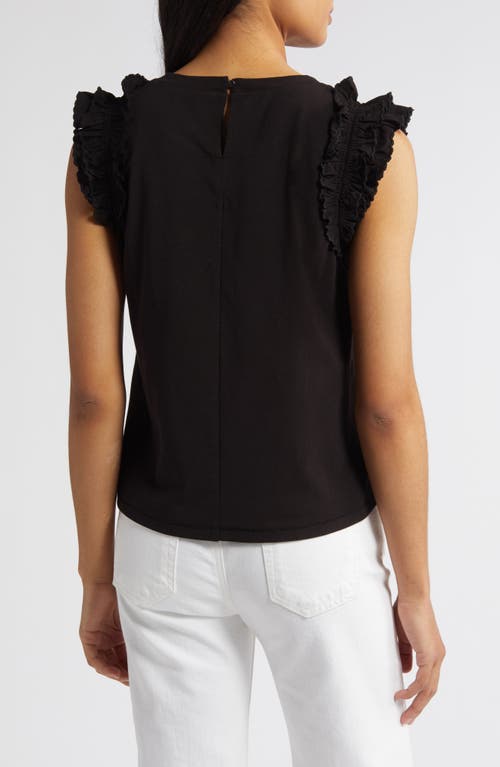 Wit & Wisdom Ruffle Sleeve Top In Black