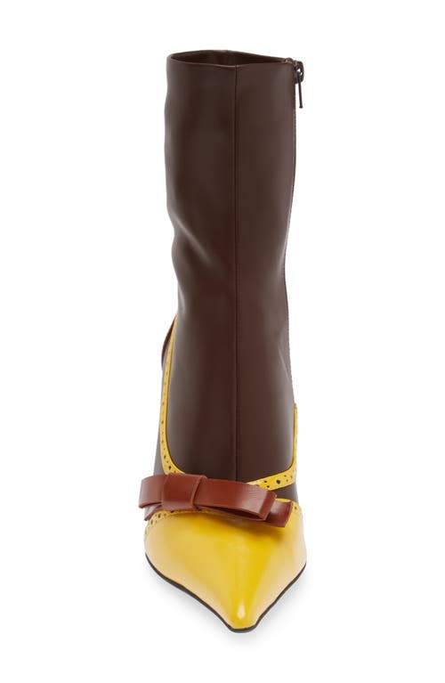 Shop Jeffrey Campbell Secretary Pointed Toe Boot In Brown Yellow Tan Combo