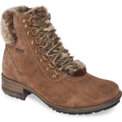 Josef Seibel Sandra 67 Waterproof Faux Fur Trim Bootie, Beige