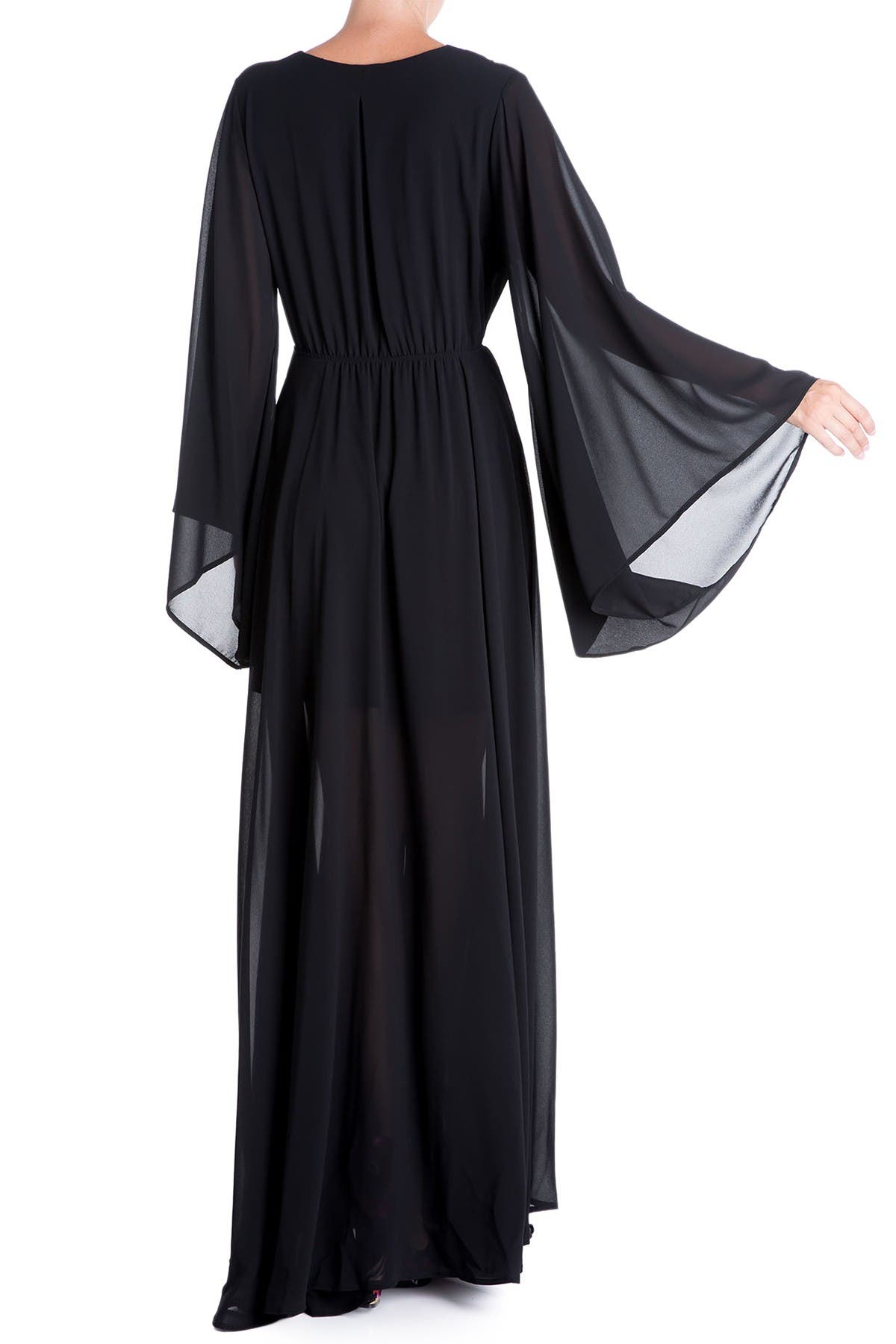 Sunset Floral Bell Sleeve Maxi Dress 