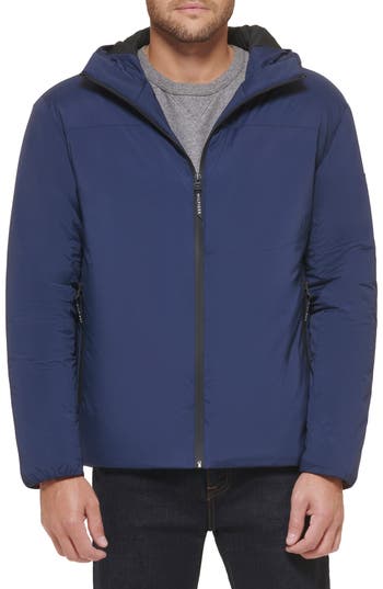Shop Tommy Hilfiger Water Resistant Hooded Insulated Jacket In Navy
