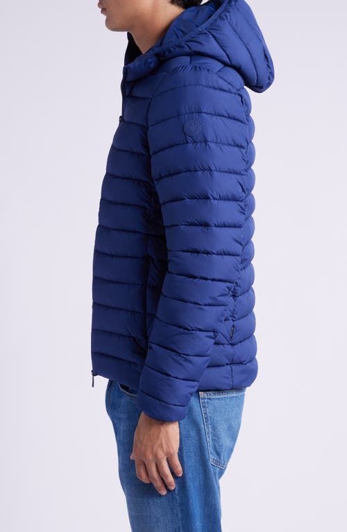 Shop Save The Duck Juncus Quilted Hooded Jacket In Eclipse Blue