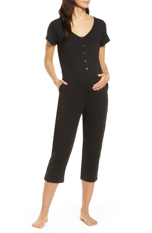 Belabumbum Short Sleeve Nursing/Maternity Romper in Black