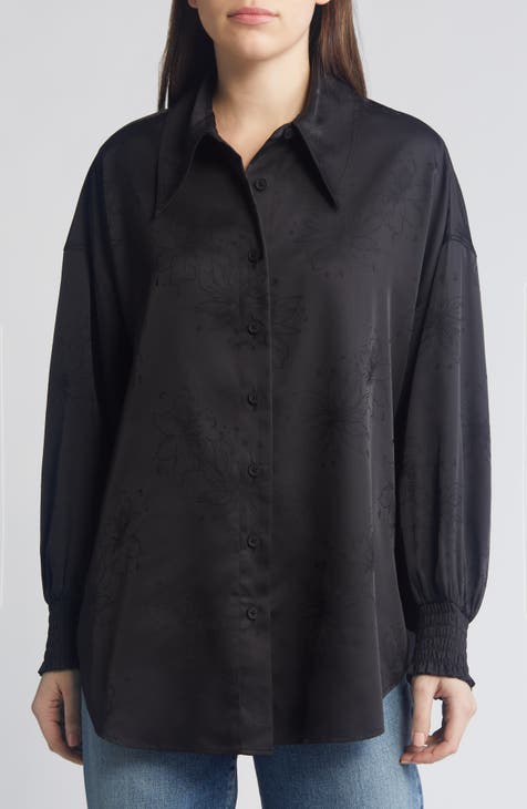 Charli Floral Jacquard Long Sleeve Button-Up Shirt