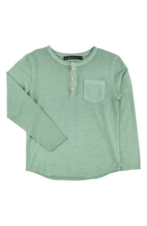 Miki Miette Kids' Buzz Long Sleeve Henley in Spruce 