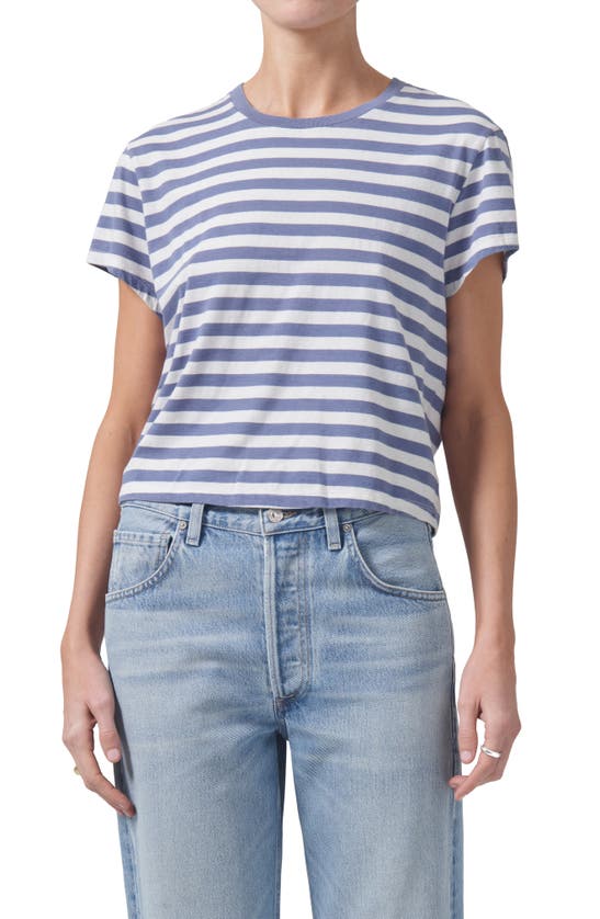 Shop Citizens Of Humanity Kyle Stripe Organic Cotton Baby Tee In Adobe Stripe