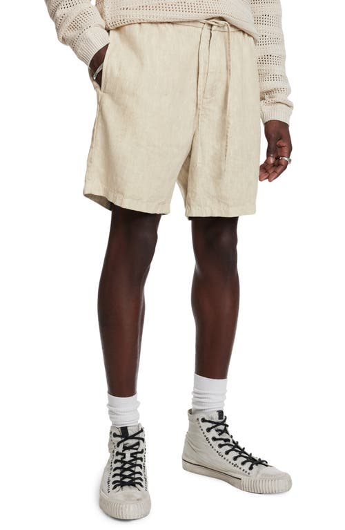 Daryl Drawstring Linen Blend Shorts in Macadamia