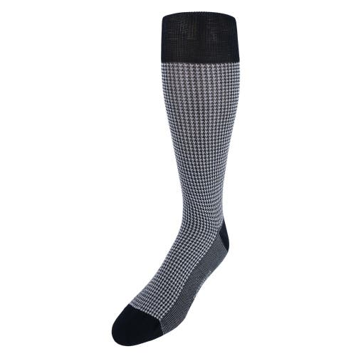 Shop Trafalgar Doyle Houndstooth Design Mercerized Cotton Mid-calf Socks In Black And Grey