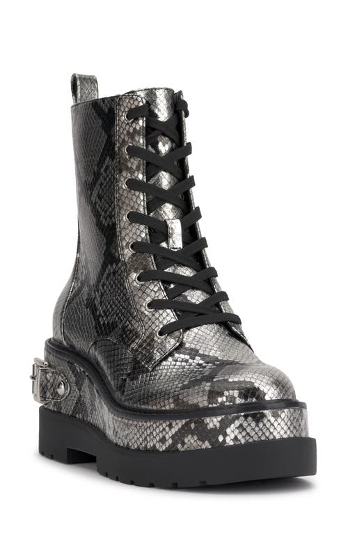 Shop Jessica Simpson Imelda Lace-up Platform Moto Bootie In Chrome