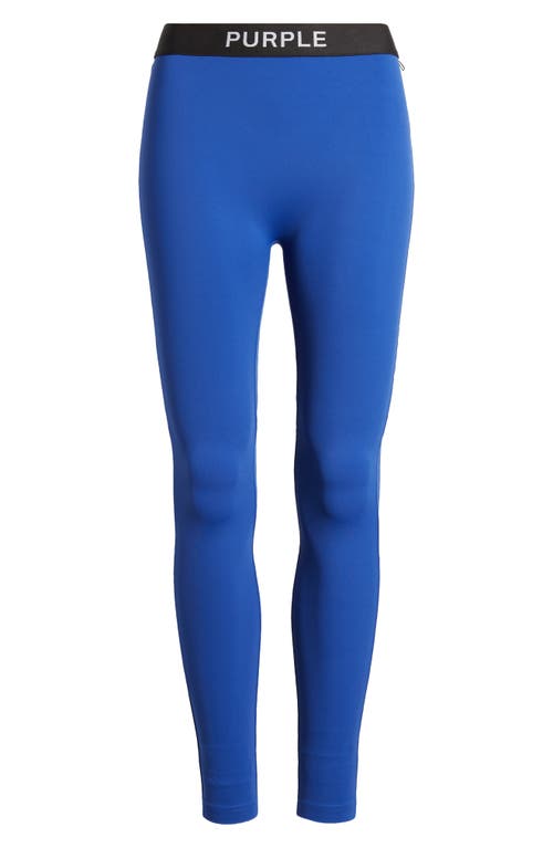 Shop Purple Brand Logo Waistband Leggings In Blue