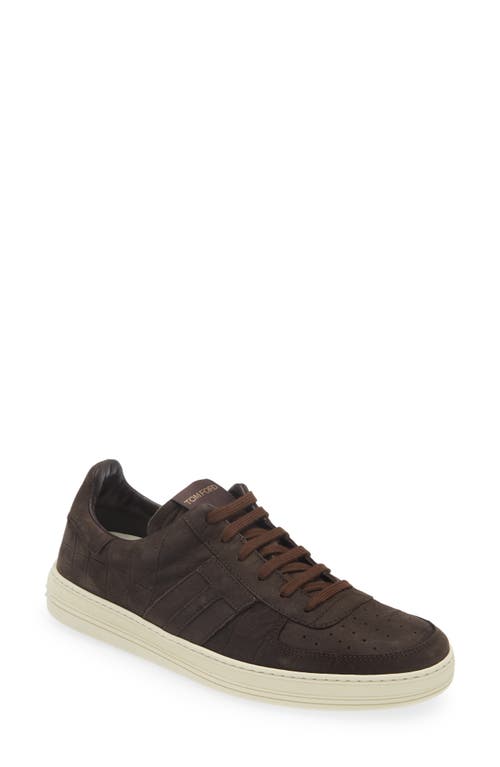 Tom Ford Radcliffe Croc Embossed Nubuck Sneaker In Brown