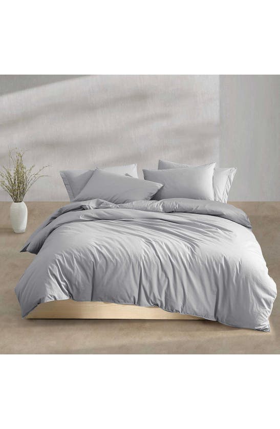 Calvin Klein Washed Percale Duvet & Shams Set In Light Grey