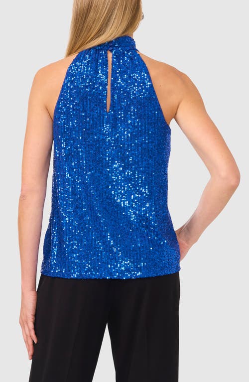 Halogenr Halogen(r) Halter Neck Sequin Top In Twilight Blue