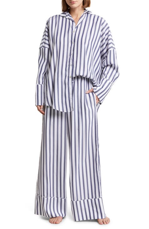 AMILIEe Women 2 Piece Outfits Set Long Sleeve Button Down Shirt Wide Leg  Palazzo Pants 