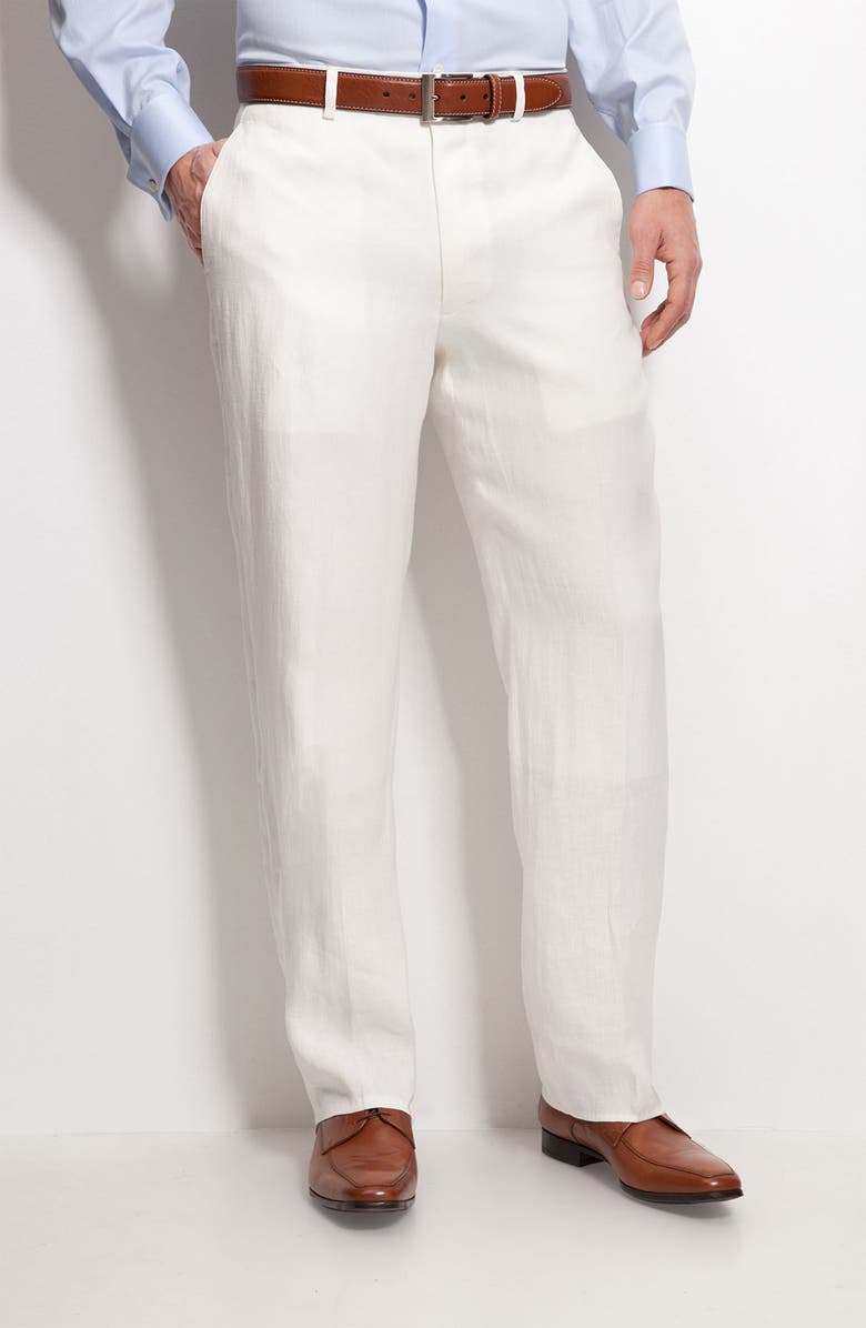 John W. Nordstrom® Flat Front Linen Pants | Nordstrom