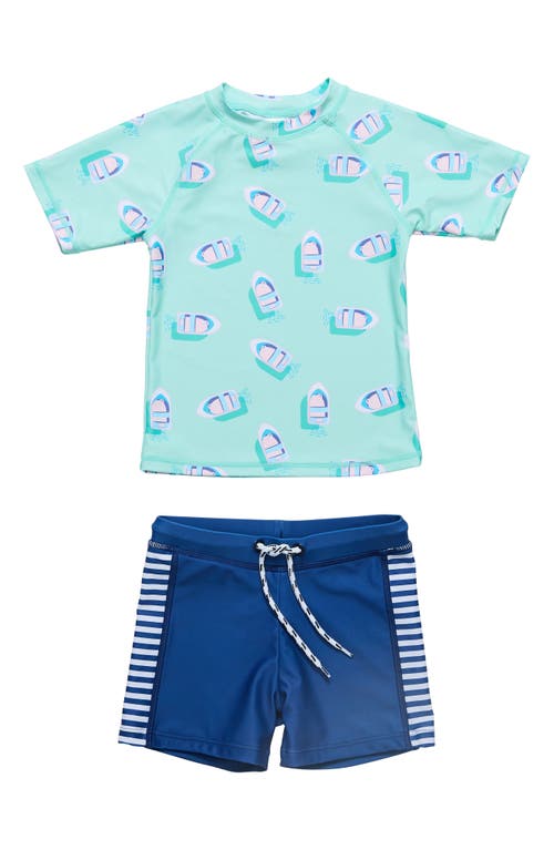 Snapper Rock Float Your Boat Two-Piece Rashguard Swimsuit Blue at Nordstrom,