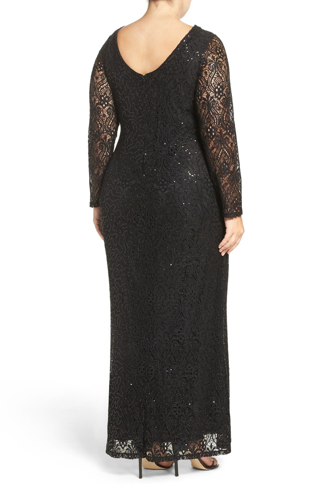 marina long sleeve sequin lace dress