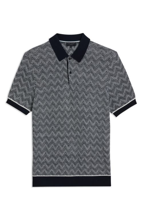 Shop Ted Baker London Zigzag Polo In Navy