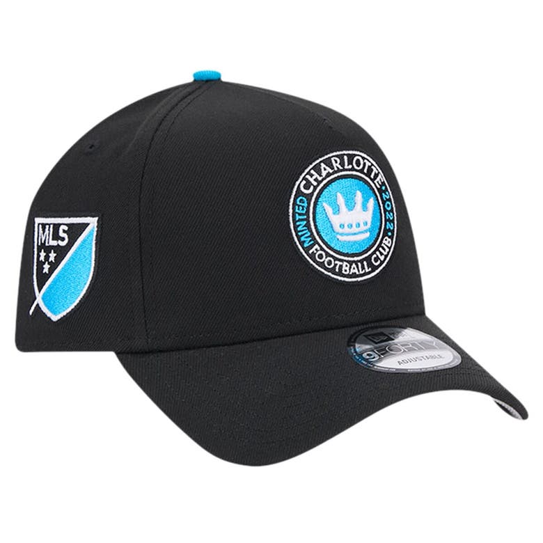 Shop New Era Black Charlotte Fc 2024 Kick Off Collection 9forty A-frame Adjustable Hat