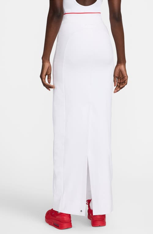 Shop Nike X Jacquemus Maxi Skirt In White/university Red