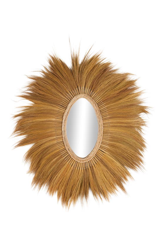 Ginger Birch Studio Brushed Grass Wall Mirror In Brown
