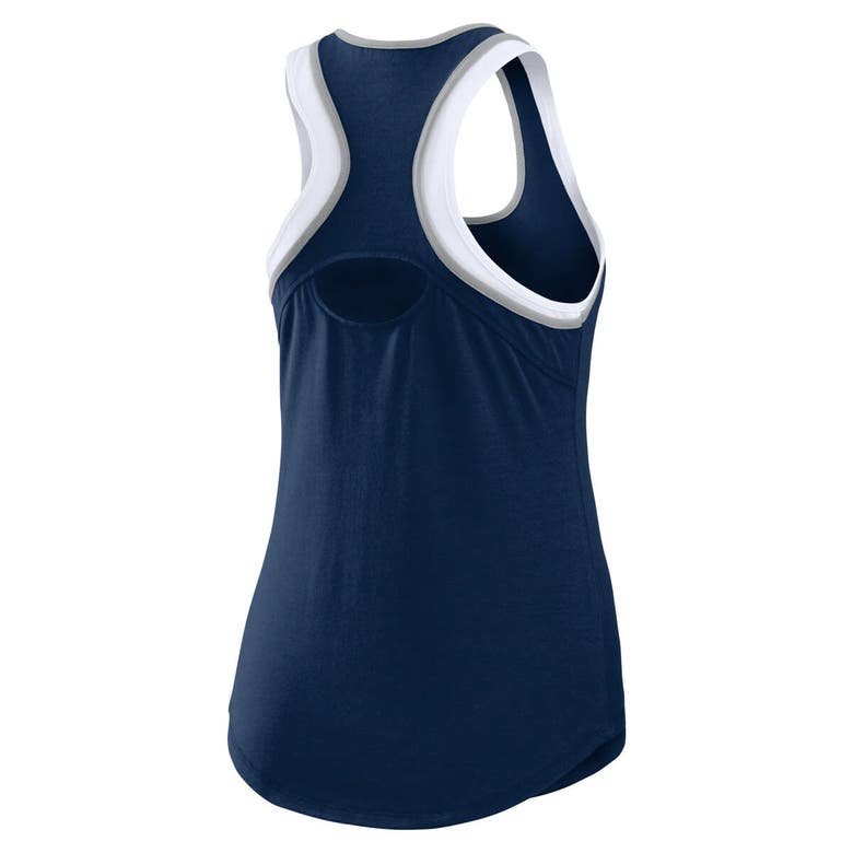 Wear By Erin Andrews Navy New York Yankees Colorblock Racerback Tank Top In Navy