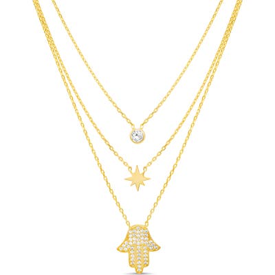 Lesa Michele Hamsa Triple Layer Necklace
