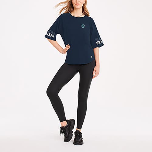 Women's DKNY Sport Navy Seattle Kraken Diana Tri-Blend Oversized T-Shirt
