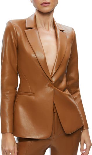 Camel leather cheap blazer womens