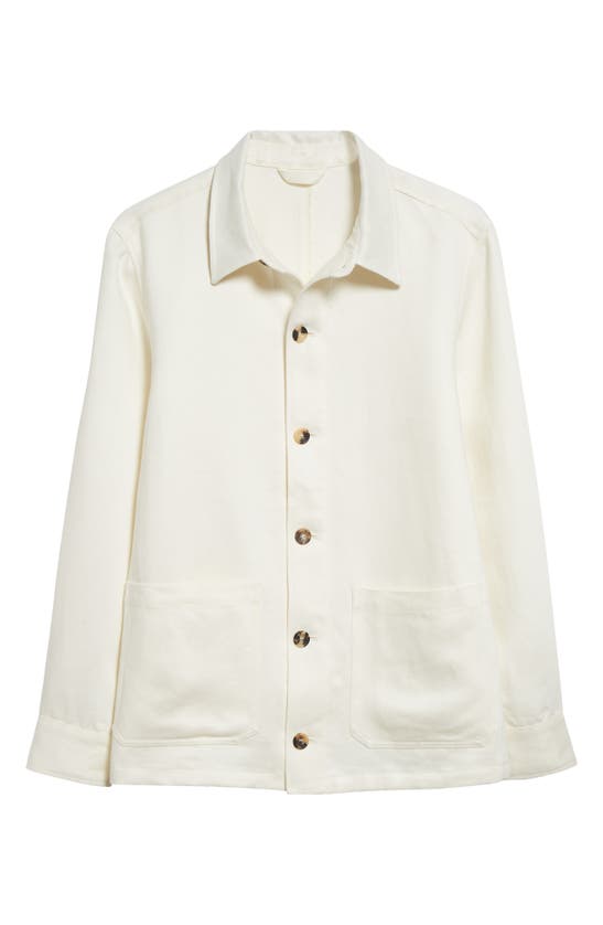 Shop Thom Sweeney Patch Pocket Linen Overshirt In White