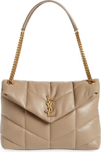 Loulou puffer leather handbag Saint Laurent Beige in Leather - 31343966
