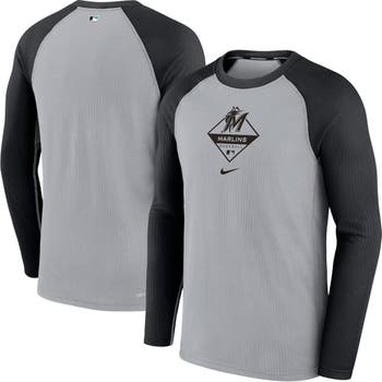 Men's Nike Gray/Black Miami Marlins Game Authentic Collection Performance Raglan Long Sleeve T-Shirt