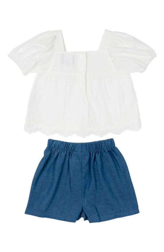 Shop Rare Editions Scalloped Eyelet Top & Shorts Set In White