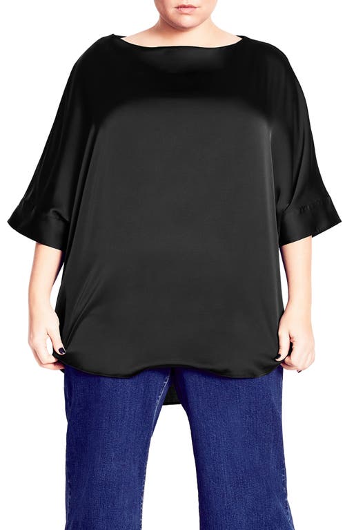 City Chic Brooklyn Satin Blouse in Black