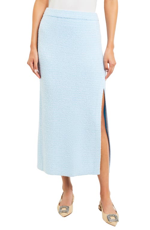 Misook Bouclé Knit Straight Midi Skirt Caribbean Mist/White at Nordstrom,