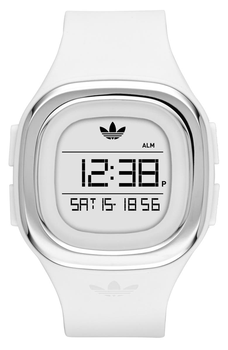 adidas Originals Denver Digital Silicone Strap Watch, 42mm | Nordstrom