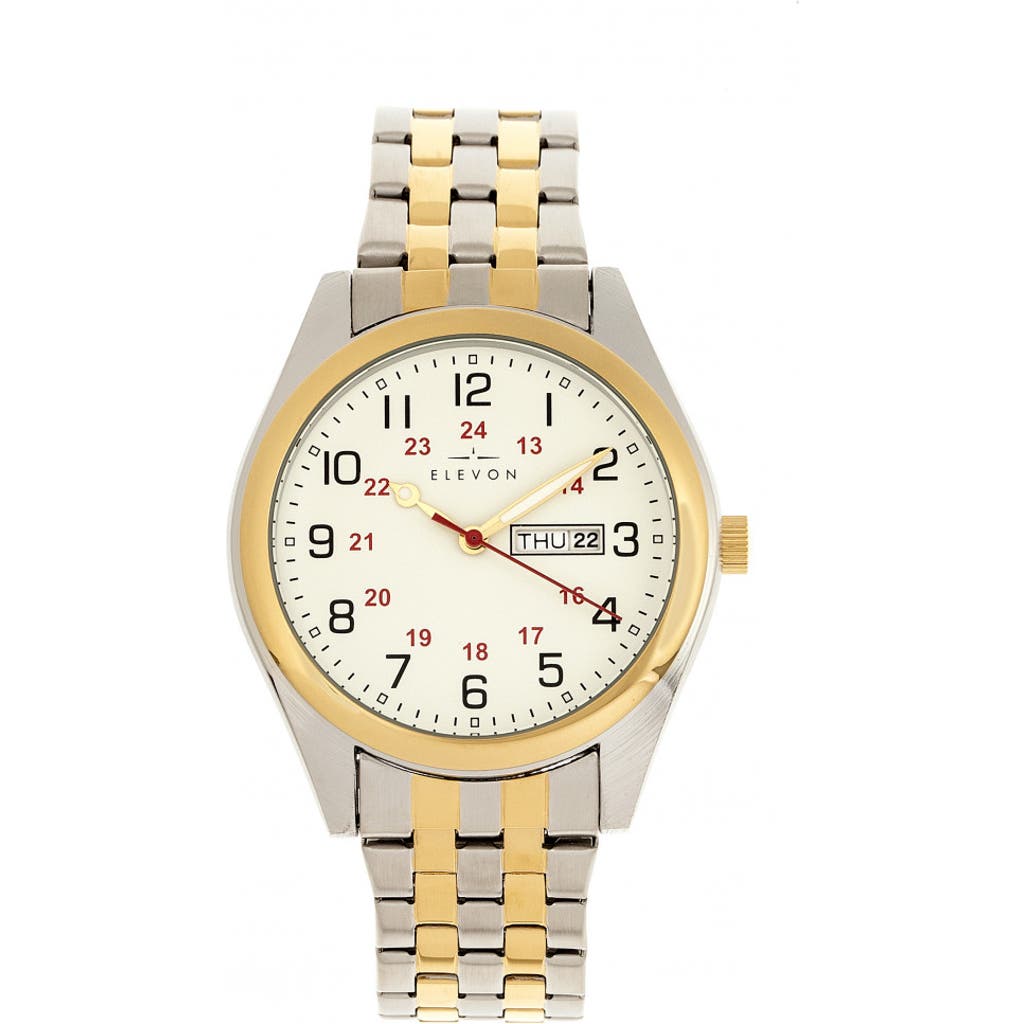 Elevon Gann Bracelet Watch W/day/date In Gold/silver