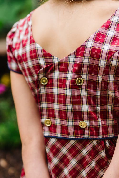 Hope & Henry Baby Girls' Organic Short Sleeve Schoolgirl Dress, Infant In Dark Red Collegiate Check