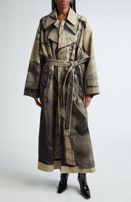 Jean Paul Gaultier The Trompe l'Oeil Oversize Cotton Trench Coat Sand/Black at Nordstrom, Us