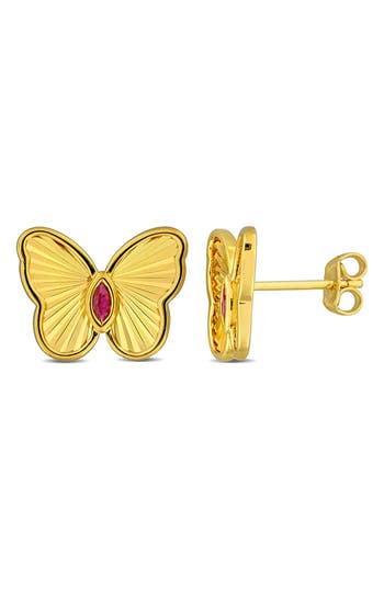 Delmar Butterfly Stud Earrings In Ruby
