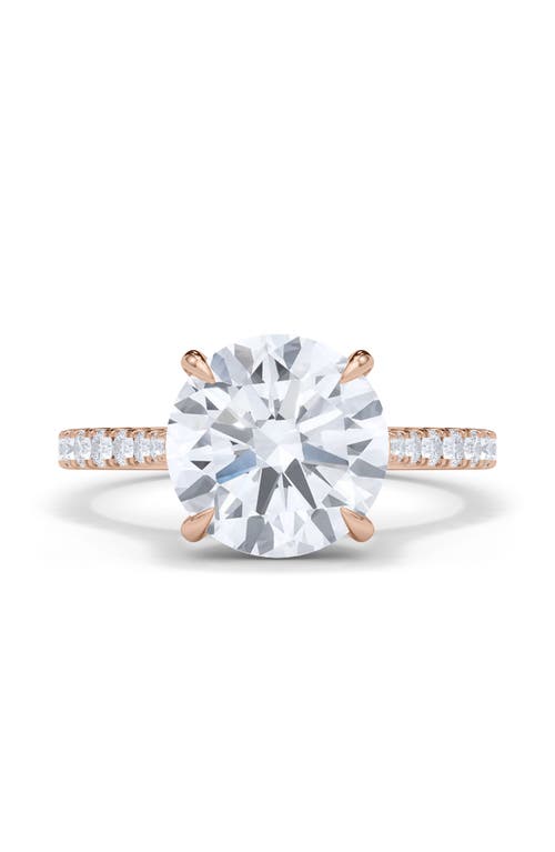Hautecarat Round Brilliant Cut Pavé Lab Grown Diamond Ring In 2.50 Ctw 18k Rose Gold