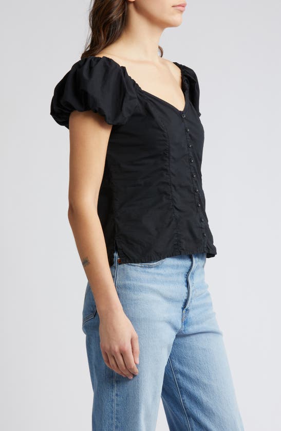 Shop Nation Ltd Angel Bubble Sleeve Off The Shoulder Top In Jet Black